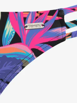 Bas de maillot de bain avec bandes latérales et motifs floraux