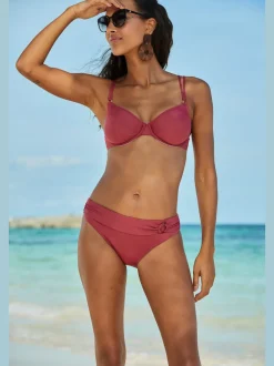 Bas de maillot de bain avec ceinture à revers et anneau imitation corne