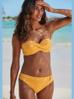 Bas de maillot de bain avec ceinture à revers et anneau imitation corne