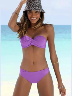 Bas de maillot de bain avec ceinture à revers en microfibre douce