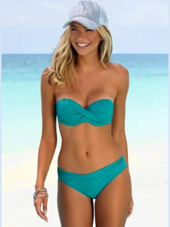 Bas de maillot de bain avec ceinture à revers en microfibre douce