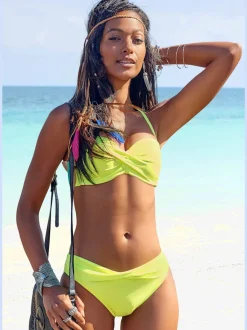 Bas de maillot de bain avec ceinture à revers en microfibre douce