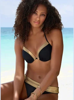 Bas de maillot de bain avec ceinture à revers brillante