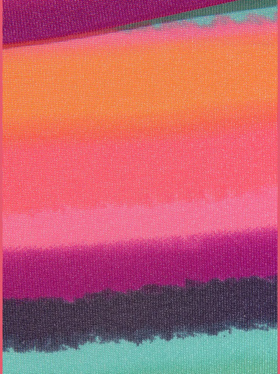Bas de maillot de bain avec ceinture décorative et rayures multicolores