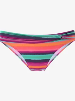 Bas de maillot de bain avec ceinture décorative et rayures multicolores