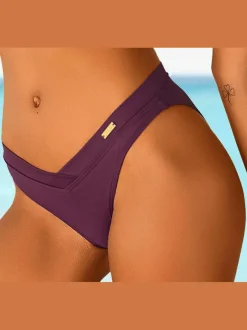 Bas de maillot de bain avec ceinture en V et échancrure haute