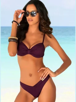 Bas de maillot de bain avec ceinture en V et échancrure haute