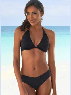 Bas de maillot de bain avec ceinture croisée et matière structurée