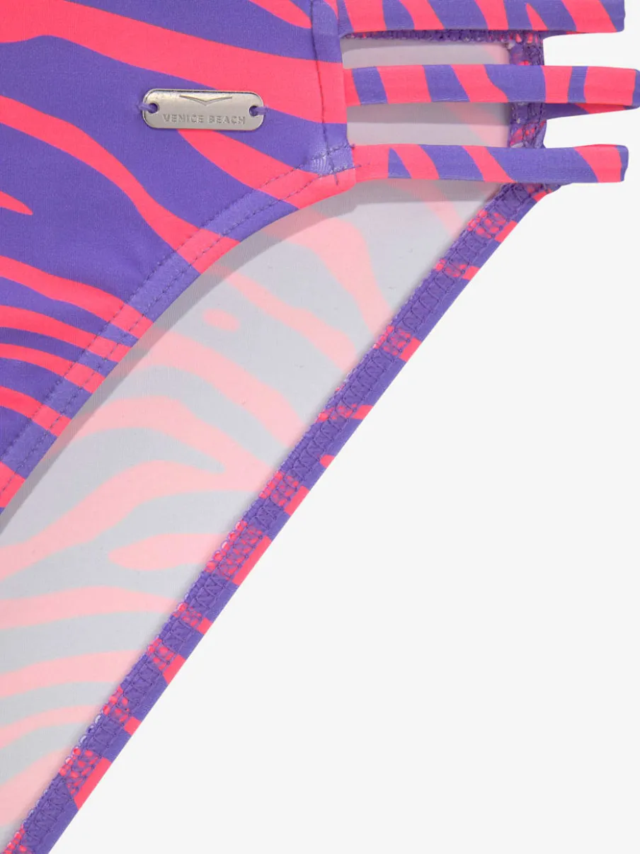 Bas de maillot de bain avec design zèbre et rubans latéraux