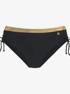 Bas de maillot de bain avec empiècement doré et rayure brillante