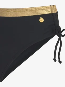 Bas de maillot de bain avec empiècement doré et rayure brillante