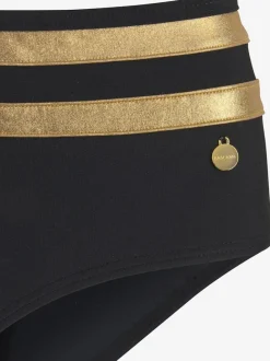 Bas de maillot de bain avec empiècements métallisés et rayures contrastées