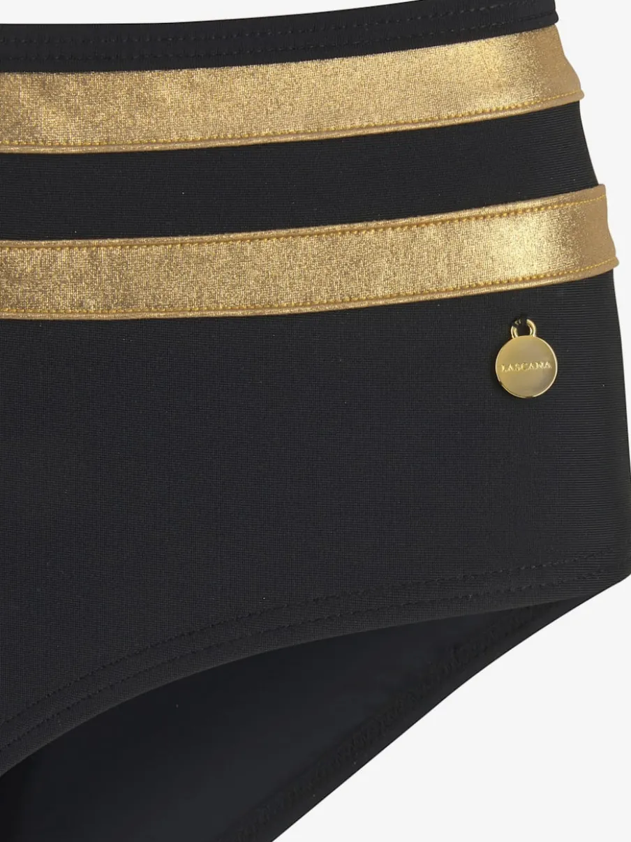 Bas de maillot de bain avec empiècements métallisés et rayures contrastées