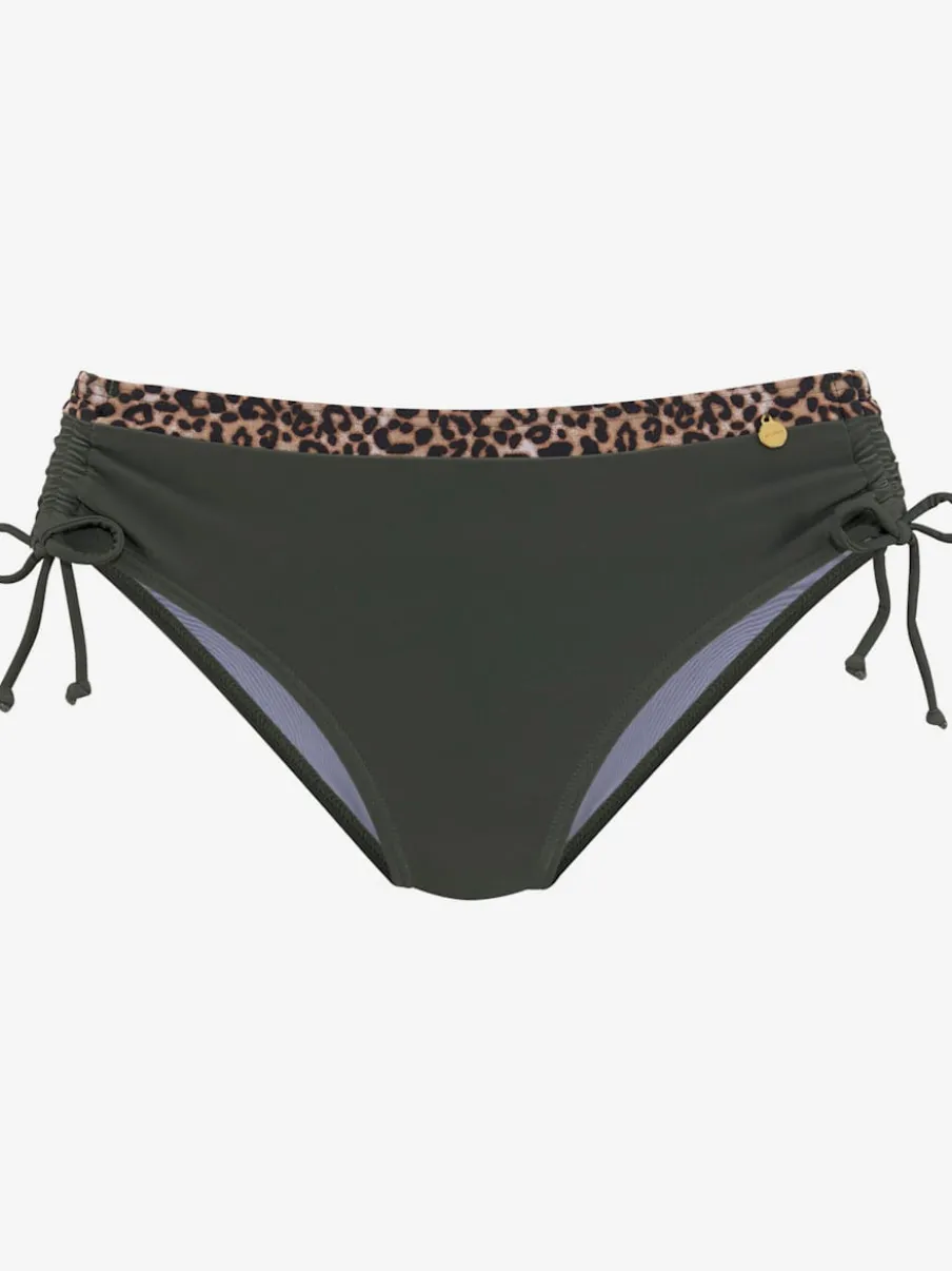 Bas de maillot de bain avec empiècements léopard et ceinture réglable