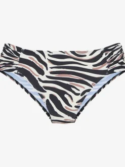 Bas de maillot de bain avec empiècements froncés et imprimé animal