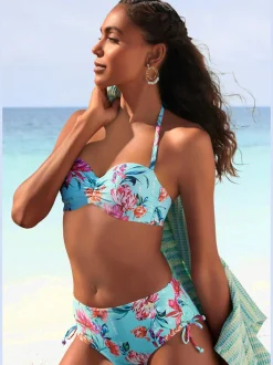 Bas de maillot de bain avec impression florale et barrette ajustable