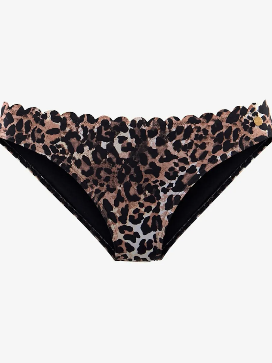 Bas de maillot de bain avec imprimé léopard et ceinture ondulée