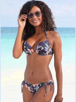 Bas de maillot de bain avec imprimé floral et liens à nouer