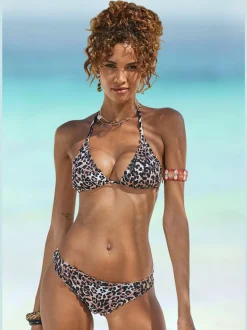 Bas de maillot de bain avec imprimé léopard et couture latérale