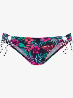 Bas de maillot de bain avec liens à nouer et motifs floraux