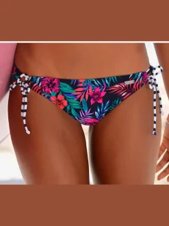 Bas de maillot de bain avec liens à nouer et motifs floraux