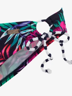 Bas de maillot de bain avec liens à nouer et motifs floraux