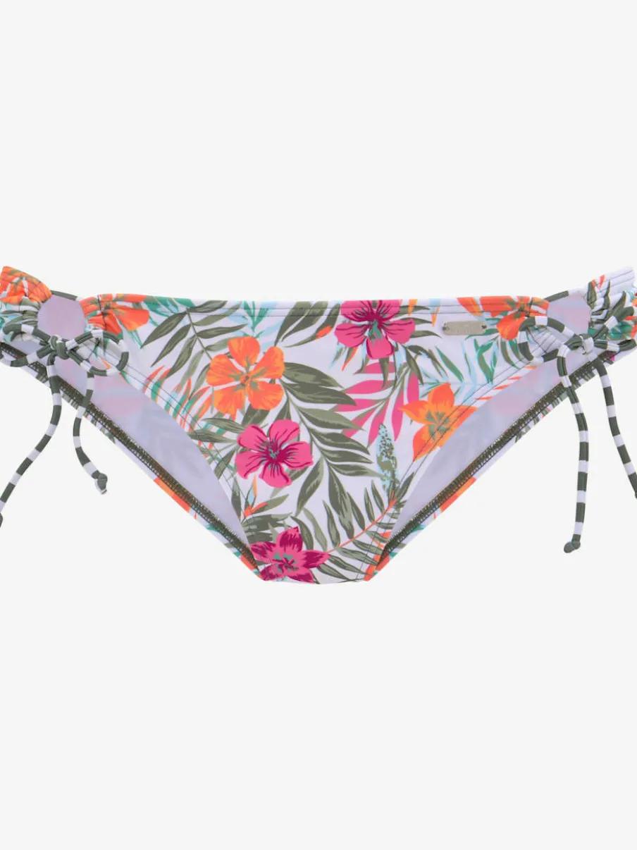 Bas de maillot de bain avec liens à nouer et motifs floraux