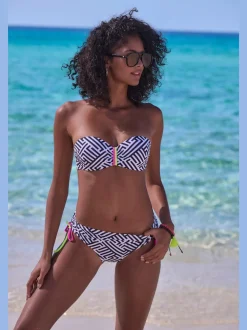 Bas de maillot de bain avec motif graphique et liens ajustables