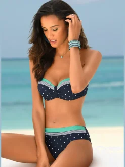 Bas de maillot de bain avec pois et détails contrastés