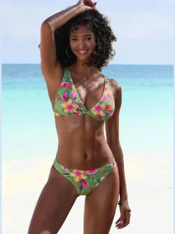 Bas de maillot de bain brésilien à imprimé floral et couture fine