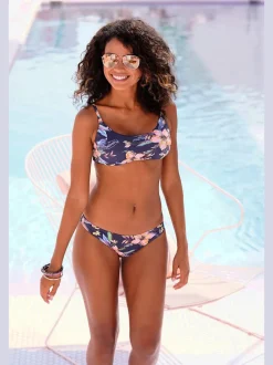 Bas de maillot de bain brésilien à imprimé floral et couture fine