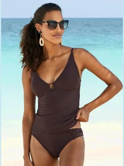 Bas de maillot de bain à ceinture fantaisie et anneau décoratif