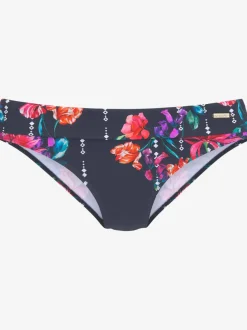 Bas de maillot de bain à ceinture à revers et motifs floraux