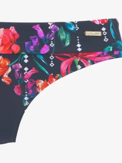 Bas de maillot de bain à ceinture à revers et motifs floraux