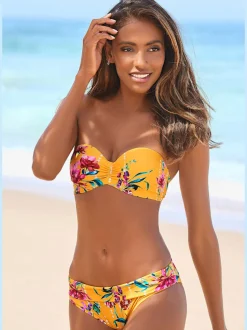 Bas de maillot de bain à ceinture à revers et motifs floraux