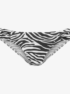 Bas de maillot de bain échancré avec motif animal et fronces