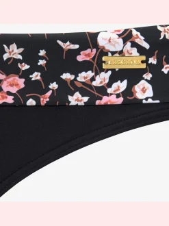 Bas de maillot de bain échancré avec imprimé floral et ceinture contrastée