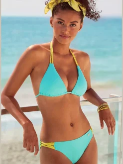 Bas de maillot de bain classique à cordons contrastés et en microfibre douce