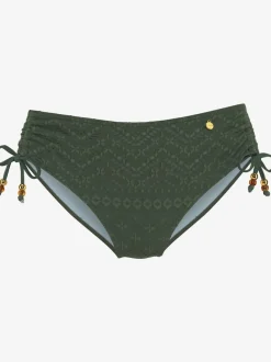 Bas de maillot de bain à coupe haute avec matière structurée