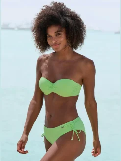 Bas de maillot de bain coupe haute en polyamide recyclé avec lien ajustable