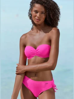 Bas de maillot de bain coupe haute en polyamide recyclé avec lien ajustable