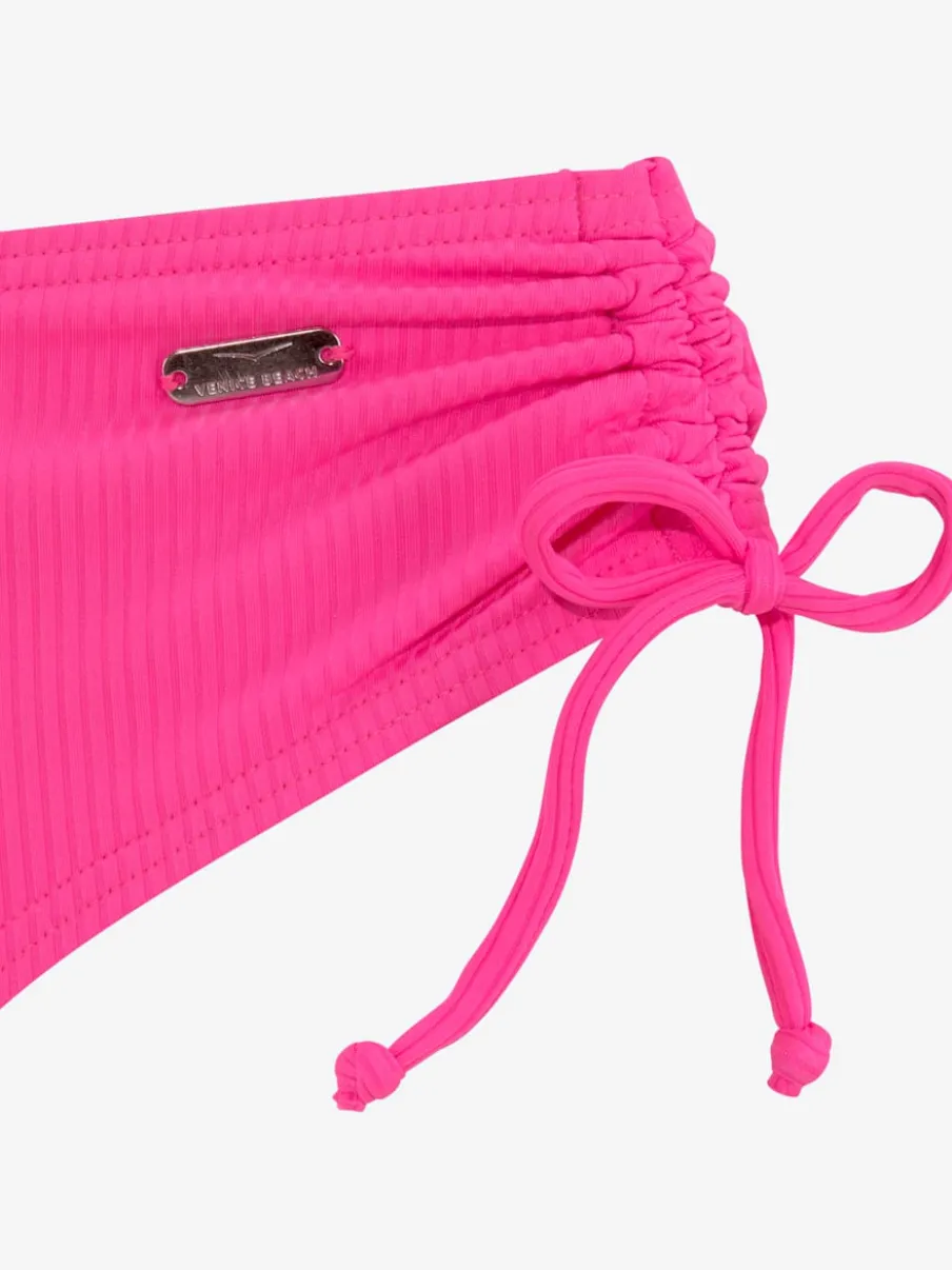 Bas de maillot de bain coupe haute en polyamide recyclé avec lien ajustable
