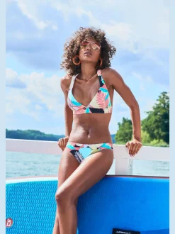 Bas de maillot de bain à design tropical avec coupe classique et matière recyclée