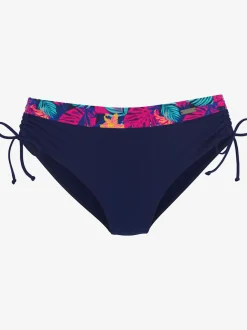 Bas de maillot de bain à empiècements imprimés et taille haute