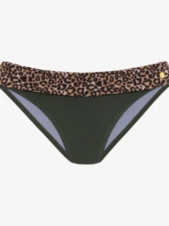 Bas de maillot de bain à empiècements léopard avec ceinture à revers