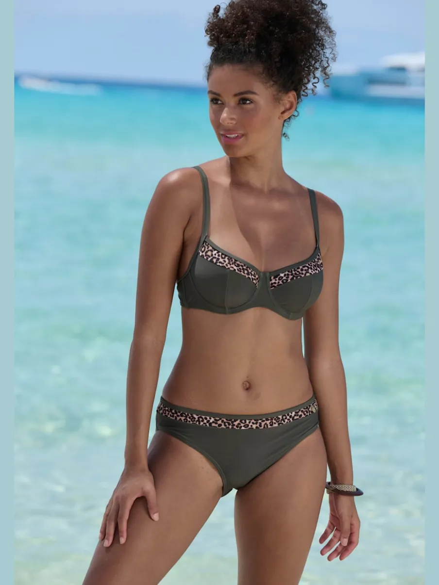 Bas de maillot de bain à empiècements léopard et coupe haute
