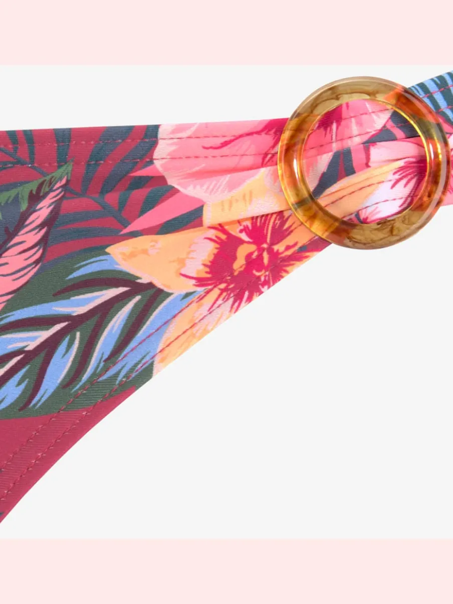 Bas de maillot de bain en microfibre avec imprimé tropical et anneaux décoratifs