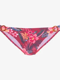 Bas de maillot de bain en microfibre avec imprimé tropical et anneaux décoratifs
