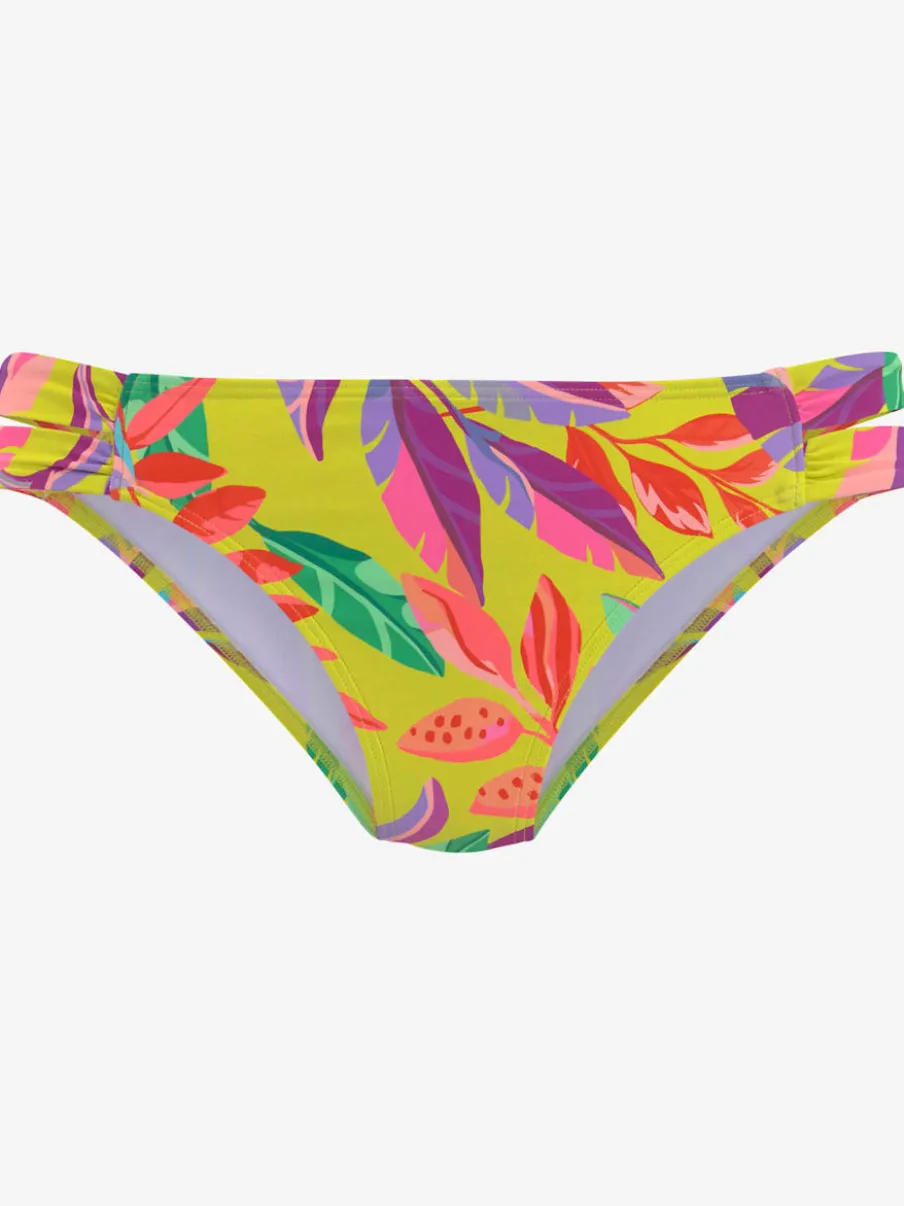 Bas de maillot de bain en polyamide recyclé à motifs floraux avec bandes latérales plus larges