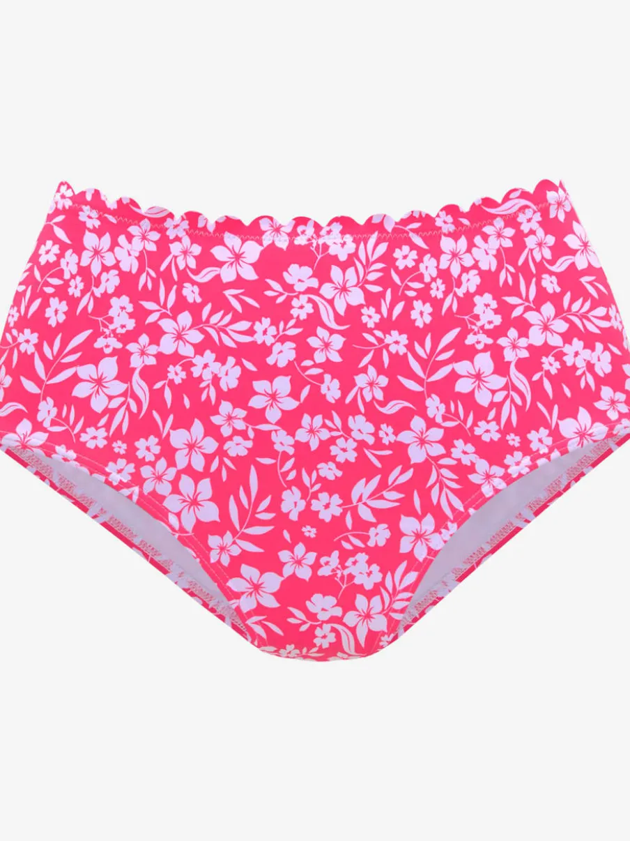Bas de maillot de bain à fleurs avec coupe haute en microfibre douce